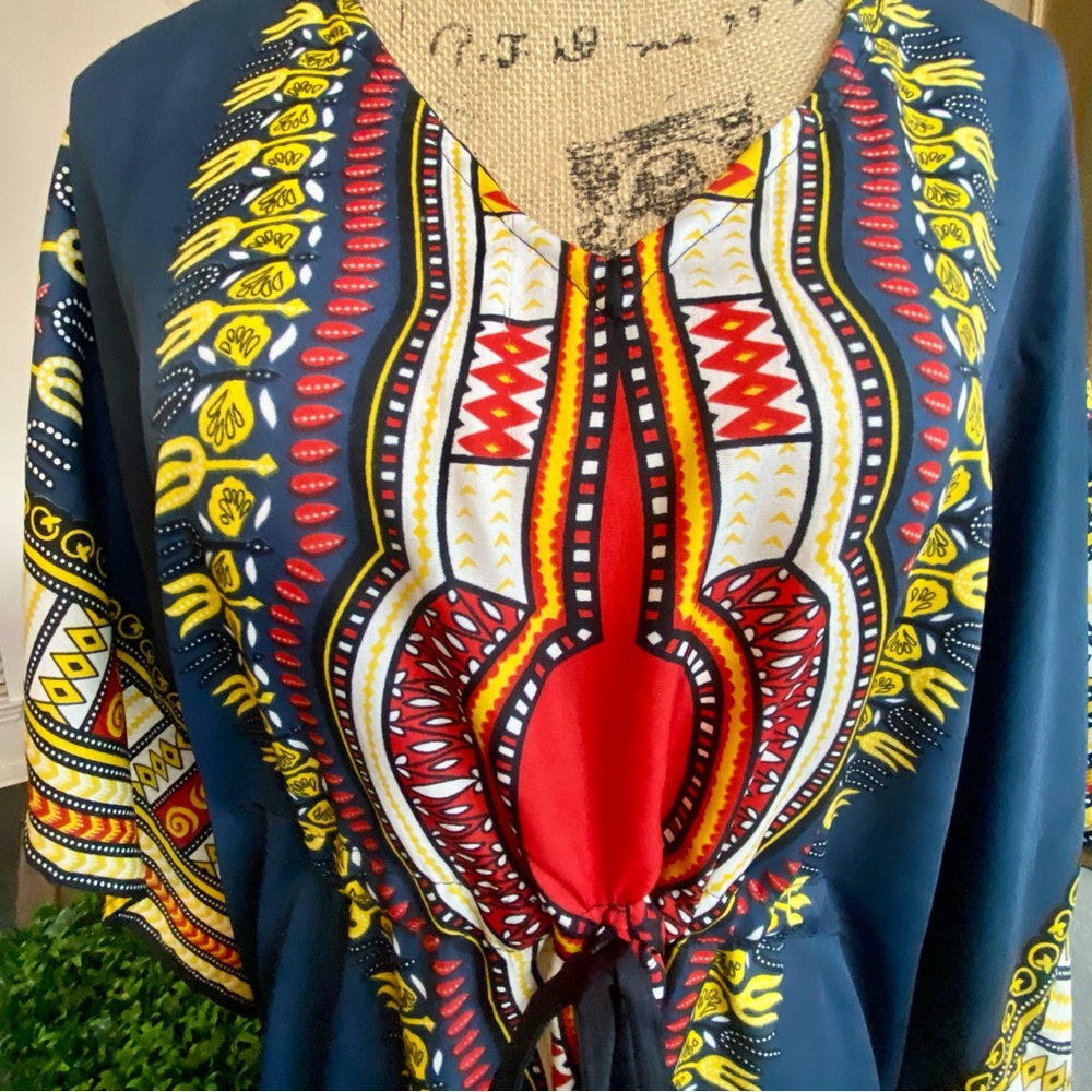 Multi Colored Coverup. Drawstring Around Waist Fo… - image 3